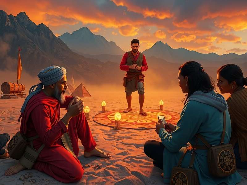 Indian players discussing Sacred Ground Expedition strategies